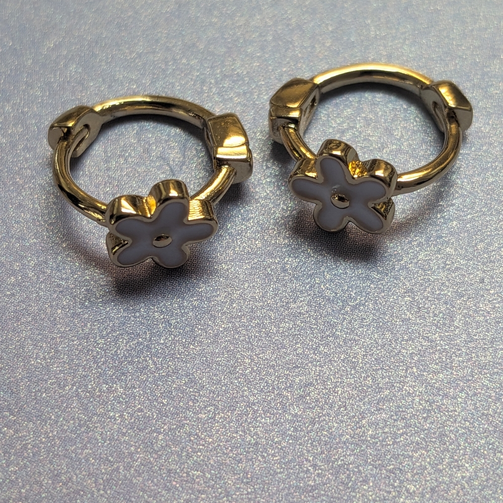 Gold Flower Hoop Earrings
